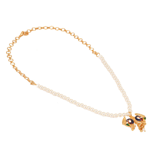 Dual Mayur Locket Set with Beaded Tassel