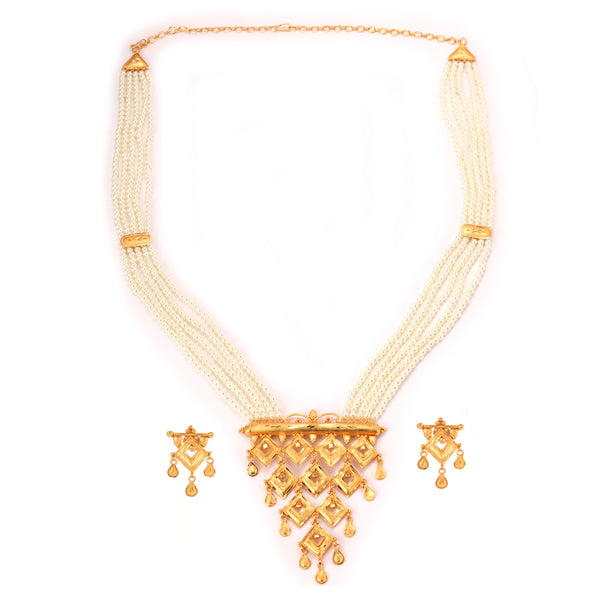 Barfi Bagan - White Beaded Sitahar Set