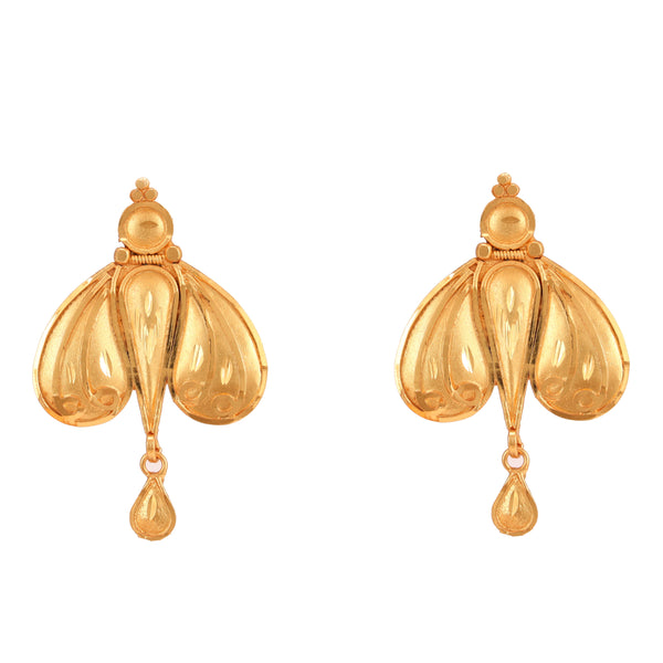 Elegant butterfly charm earrings in 24K gold plated design, perfect match for bridal chokers.