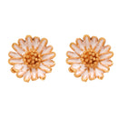 Gold plated daisy flower earrings with intricate design, perfect match for the Daisy Beaded Choker Set.