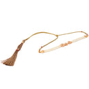 Daisy Beaded Choker Set featuring gold plated design, elegant necklace with matching earrings, and tassel detail.