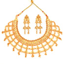 Dual Leaf Double Layer Jhalor Necklace Set - BRISHNI