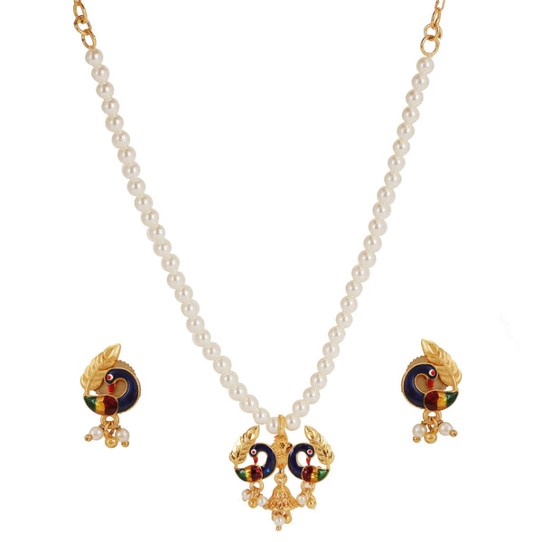 Dual Mayur Locket Set with Beaded Tassel - BRISHNI