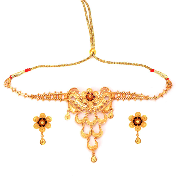 Floral Wing Jhalor Choker Set - BRISHNI