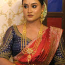 Flower Motif Heavy Lahara Necklace Set - BRISHNI