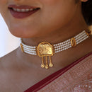 Kulo Swastik White Beaded Choker Set - BRISHNI