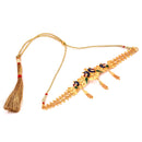 Mayuri Gold Plated Choker Set features intricate design with peacock motifs, elegant necklace and earrings.
