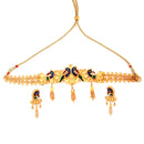 Mayuri gold plated choker set with intricate design and matching earrings, perfect for elegant occasions.
