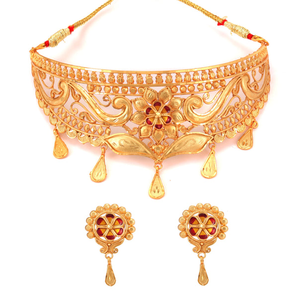 Mina Flower Small Crown Choker Set - BRISHNI