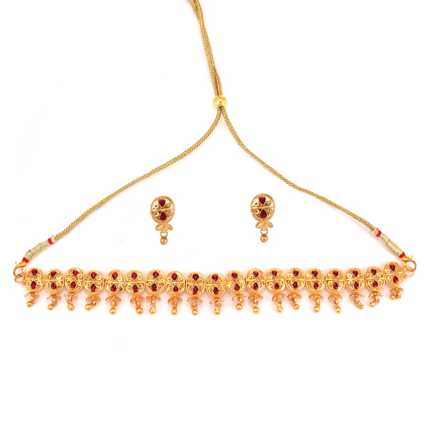 Oval Frame Slick Minakari Kanthi Necklace - BRISHNI