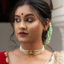 Panchali - White Beaded Choker Set - BRISHNI