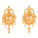 Elegant gold plated earrings with intricate design, perfect for Bengali bridal jewelry, adding a touch of sophistication.