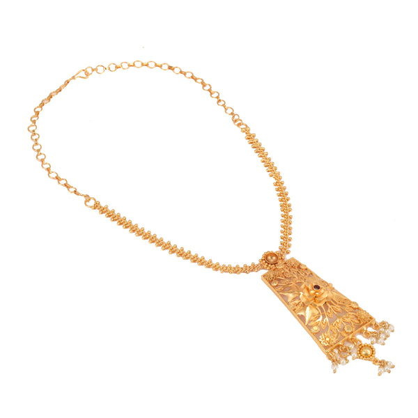 Rose Decorated Beaded Drop Necklace Set - BRISHNI