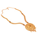 Elegant 24K gold plated Bengali bridal necklace featuring intricate floral design.