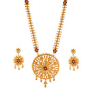 Royal Flower Locket Sitahar Set: Gold plated necklace and earrings, ideal for Bengali bridal occasions.