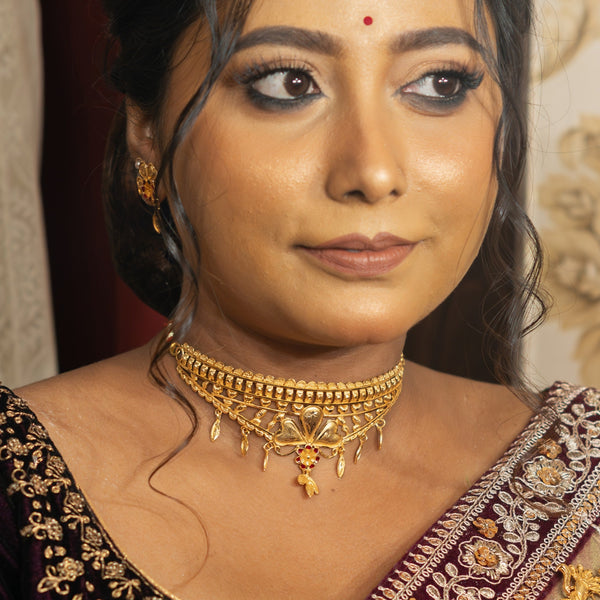 Three Petals Craft Crown Choker Set - BRISHNI