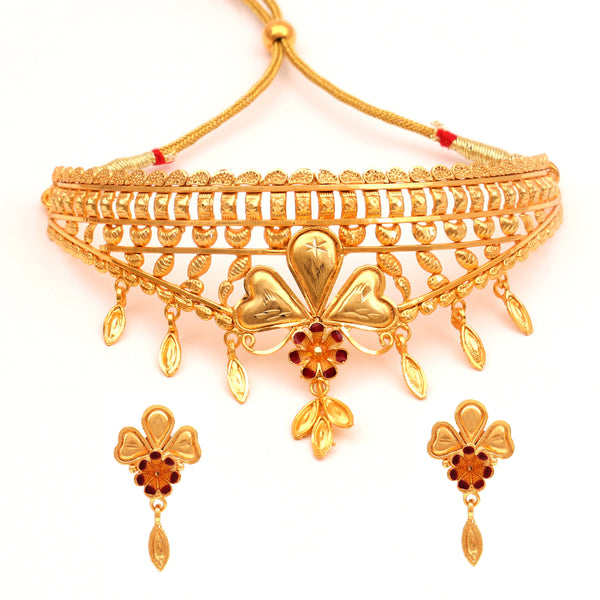Three Petals Craft Crown Choker Set - BRISHNI