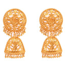Elegant gold-plated earrings featuring intricate floral designs and hanging beads, perfect for adding a touch of glamour.
