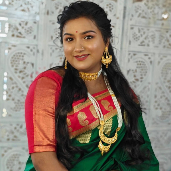 White Beaded Layered Moon Sitahar With Kanbali - BRISHNI