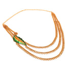 Gold plated Leaf Motif Lahara | Lohori Har With Green Minakari