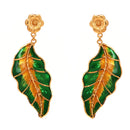Gold plated Leaf Motif Lahara | Lohori Har With Green Minakari