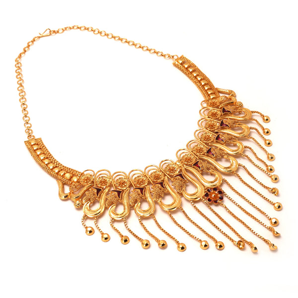 Bridal Floral Minekari Necklace Set | 24K Gold Plated Collection