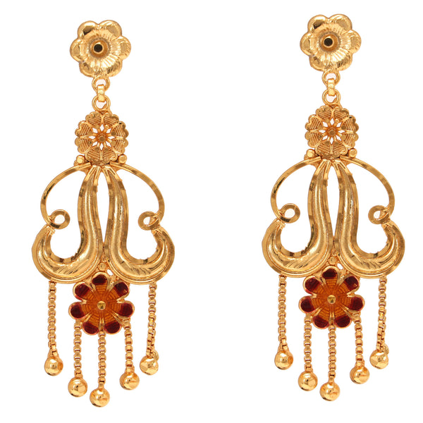 Bridal Floral Minekari Necklace Set | 24K Gold Plated Collection