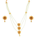 Daisy Embraced White Beaded Necklace Set - BRISHNI