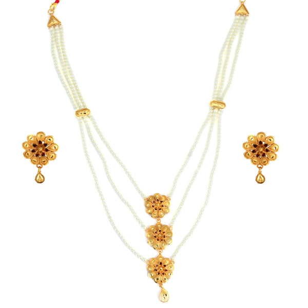 Daisy Embraced White Beaded Necklace Set - BRISHNI