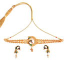 Dancing Peacock Choker Set: 24K gold-plated necklace with matching earrings, elegant Indian jewelry design.