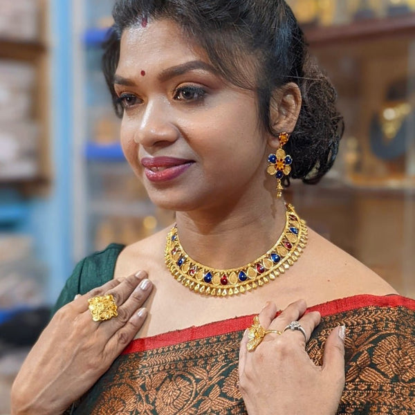 Drop Motif Minakari Chatai Necklace - BRISHNI