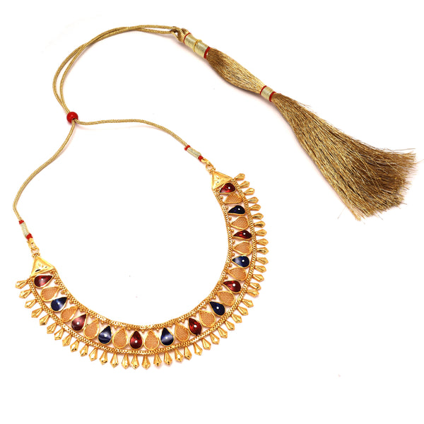 Drop Motif Minakari Chatai Necklace - BRISHNI