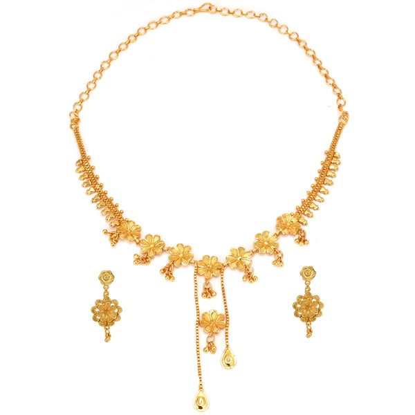 Fancy Floral Small Necklace Set - BRISHNI