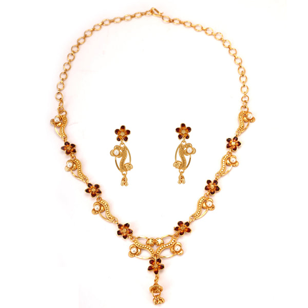 Floral Charm Sleek Necklace Set - BRISHNI