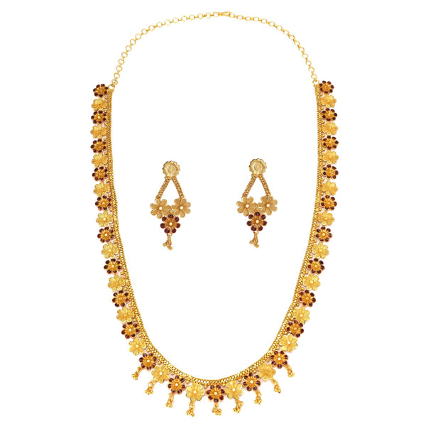 Floral Minakari U Necklace Set - BRISHNI