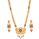 Gold plated Bengali traditional necklace and earrings set in a beautiful flower box design.