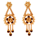 Elegant 24K gold plated earrings inspired by Bengali traditional design, featuring floral motifs and amber accents.