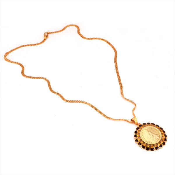 Flower Gini Locket Set With Finger Ring And Chain ( 24Inch ) - BRISHNI