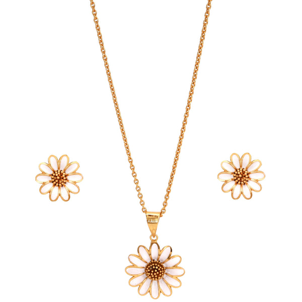 Gerbera Pendant Set With Chain - BRISHNI