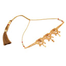 Hrid heart-shaped choker set made of 24K gold-plated copper with matching earrings and decorative tassel.
