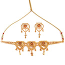 Hrid heart-shaped choker set with matching earrings, 24K gold-plated copper jewelry.
