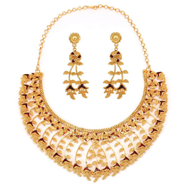 Jnui (Jasmin) Minakari Heavy Necklace Set - BRISHNI