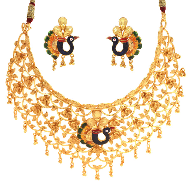 Mayurakkhi- Broad Collar Choker Necklace Set - BRISHNI
