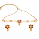 Mina Flower White Beaded Choker Set - BRISHNI