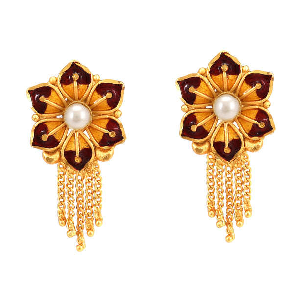 Mina Flower White Beaded Choker Set - BRISHNI