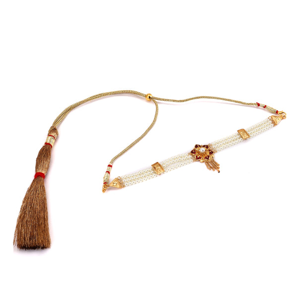 Mina Flower White Beaded Choker Set - BRISHNI