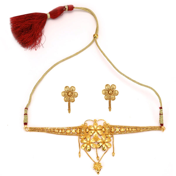 Nayantara - Flower Motif Choker With Earrings - BRISHNI