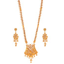 Pentagon Locket Sitahar Set in gold plated finish, featuring a necklace and matching earrings with traditional Bengali design.
