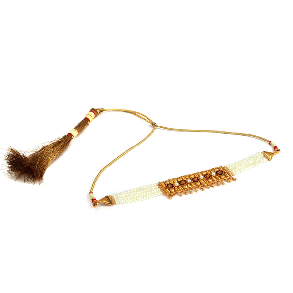 Rectangular White Beaded Choker Set - BRISHNI