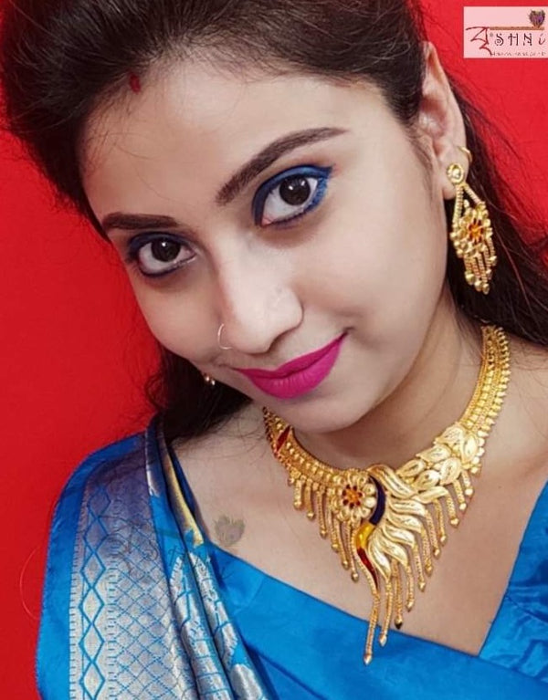 Swarnava- Heavy Bridal Necklace Set - BRISHNI